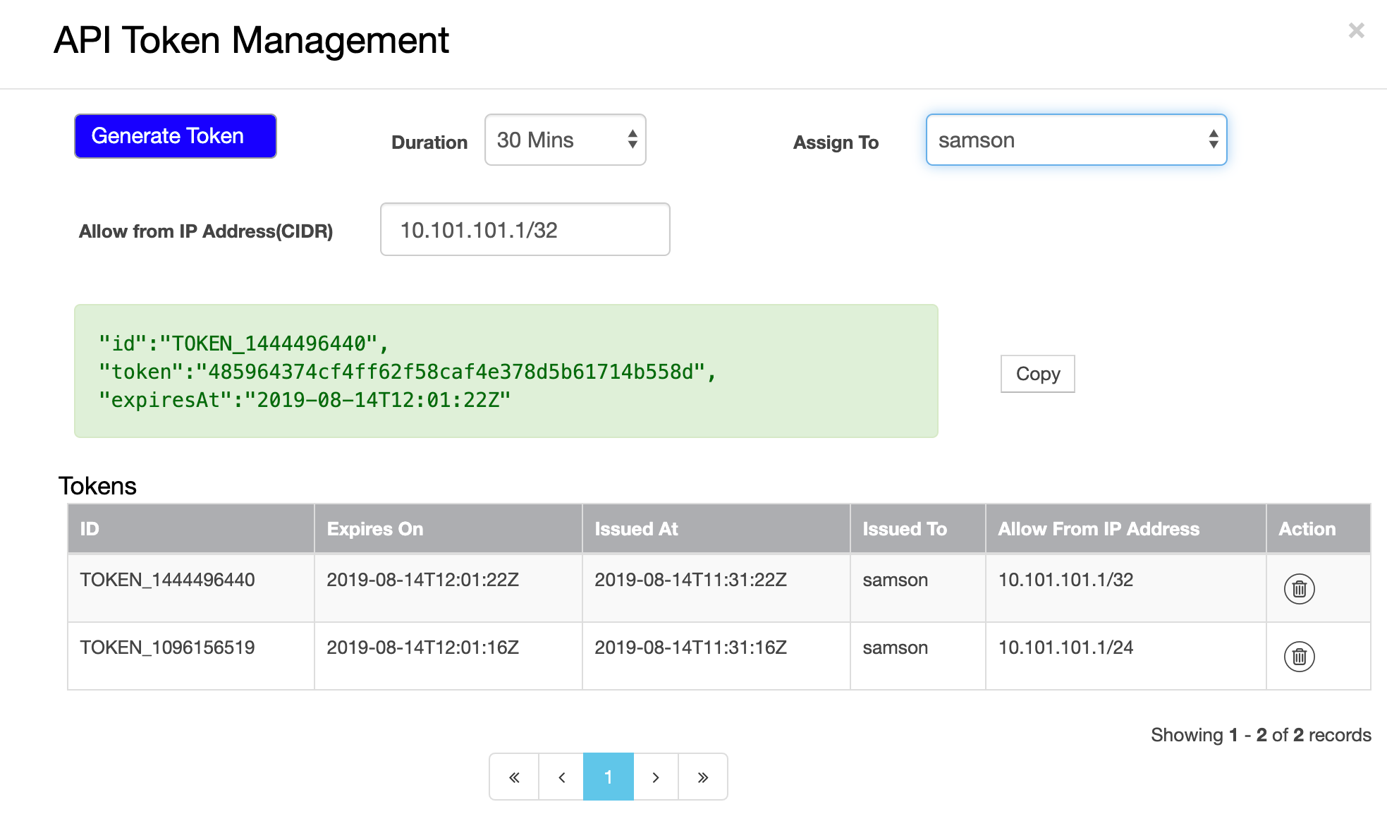 Newly generated key value