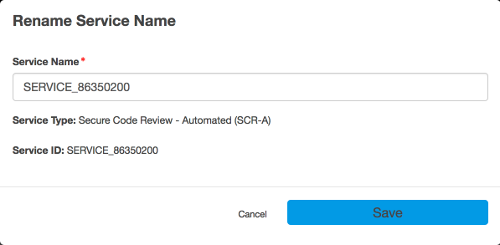 Rename Service Name dialog