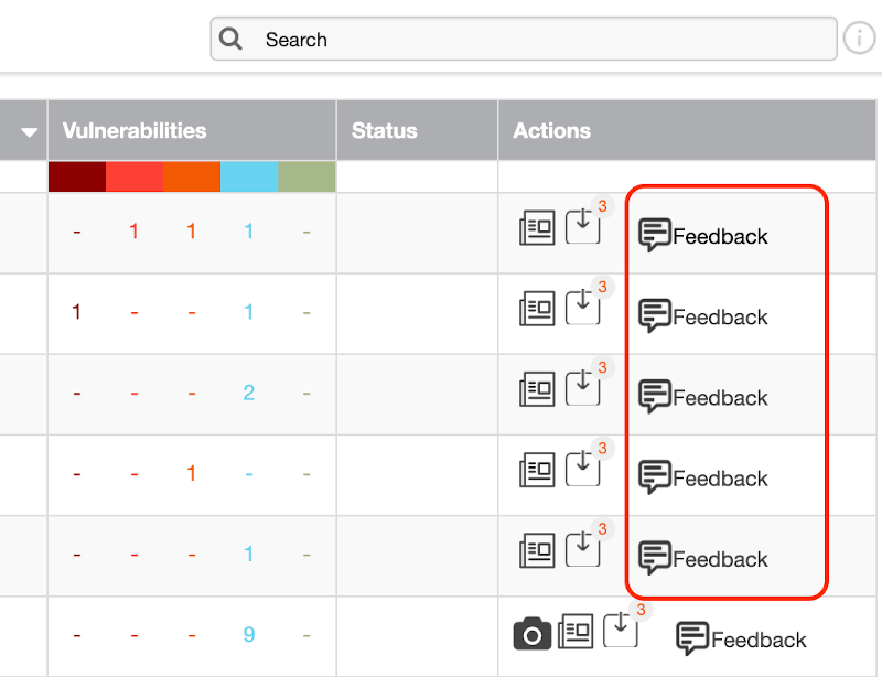 Feedback icons pn REPORT page