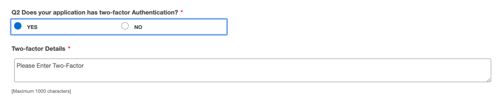 Field to describe two-factor authentication