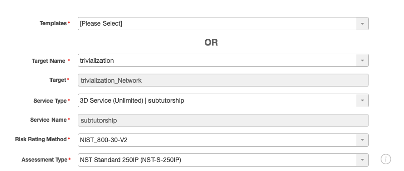 Initial Service Information page