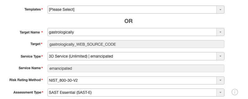 Initial Service Information page