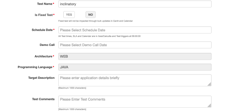 Schedule page for source-code targets