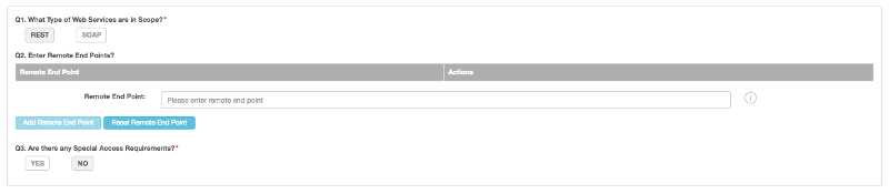 Web Service Options page for Web targets
