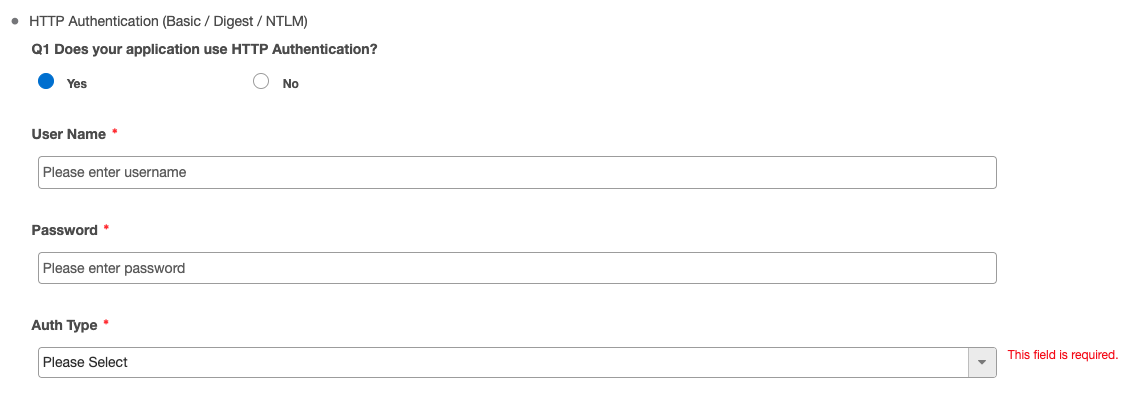 HTTP authentication info