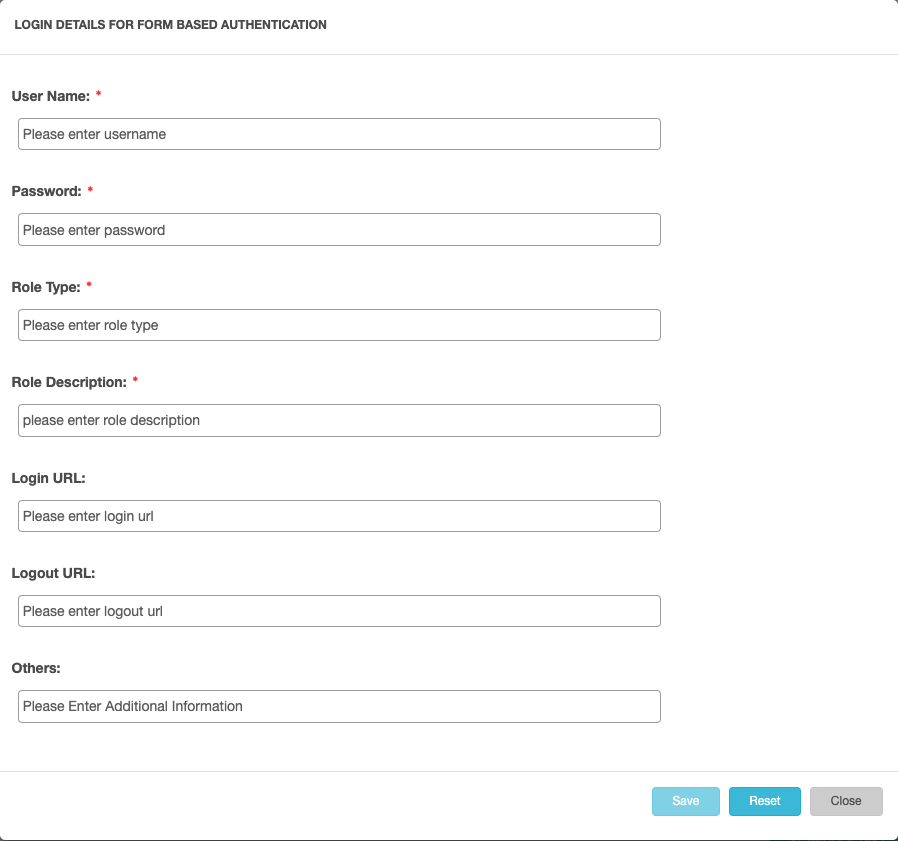 Web dialog authentication info