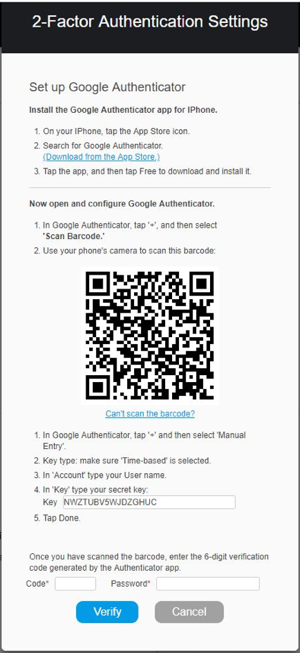 2FA manual entry