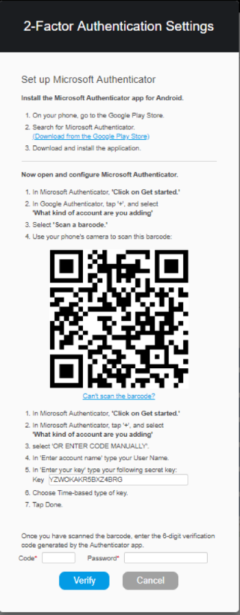 2FA manual entry