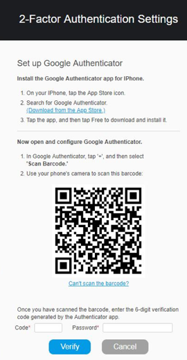 Google Authenticator Barcode Scan