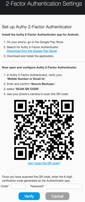 Authy 2-Factor Authenticator Barcode Scan