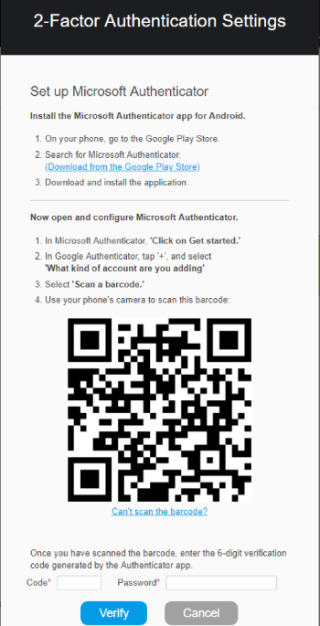 Microsoft Authenticator Barcode Scan